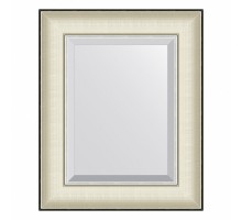 Зеркало настенное с фацетом EVOFORM в багетной раме белая кожа с хромом, 44х54 см, BY 7448