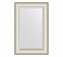 Зеркало настенное с фацетом EVOFORM в багетной раме белая кожа с хромом, 54х84 см, BY 7450