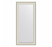 Зеркало настенное с фацетом EVOFORM в багетной раме белая кожа с хромом, 74х164 см, BY 7457