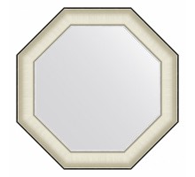 Зеркало настенное Octagon EVOFORM в багетной раме белая кожа с хромом, 64х64 см, BY 7440