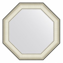 Зеркало настенное Octagon EVOFORM в багетной раме белая кожа с хромом, 64х64 см, BY 7440