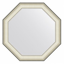 Зеркало настенное Octagon EVOFORM в багетной раме белая кожа с хромом, 74х74 см, BY 7441
