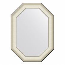 Зеркало настенное Octagon EVOFORM в багетной раме белая кожа с хромом, 54х74 см, BY 7442