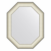 Зеркало настенное Octagon EVOFORM в багетной раме белая кожа с хромом, 59х74 см, BY 7443