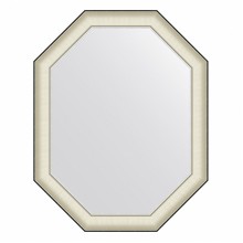 Зеркало настенное Octagon EVOFORM в багетной раме белая кожа с хромом, 74х94 см, BY 7445