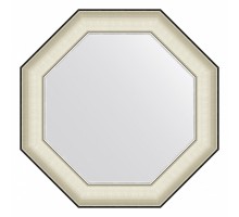 Зеркало настенное Octagon EVOFORM в багетной раме белая кожа с хромом, 59х59 см, BY 7446
