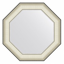 Зеркало настенное Octagon EVOFORM в багетной раме белая кожа с хромом, 59х59 см, BY 7446