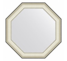 Зеркало настенное Octagon EVOFORM в багетной раме белая кожа с хромом, 69х69 см, BY 7447