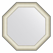Зеркало настенное Octagon EVOFORM в багетной раме белая кожа с хромом, 69х69 см, BY 7447