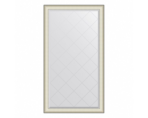 Зеркало настенное с гравировкой EVOFORM в багетной раме белая кожа с хромом, 94х169 см, BY 4574