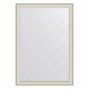Зеркало настенное с гравировкой EVOFORM в багетной раме белая кожа с хромом, 129х184 см, BY 4576