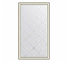 Зеркало напольное с гравировкой EVOFORM в багетной раме белая кожа с хромом, 109х200 см, BY 6394