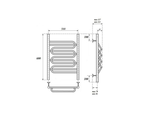 Полотенцесушитель водяной Point Юпитер примиум PN01156S П5 500x600, хром