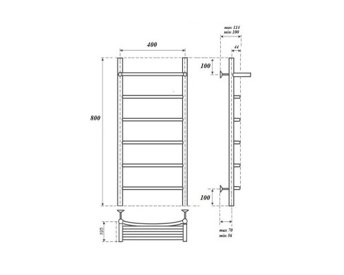 Полотенцесушитель электрический Point Афина PN04148PE П5 400x800 с полкой левый/правый, хром