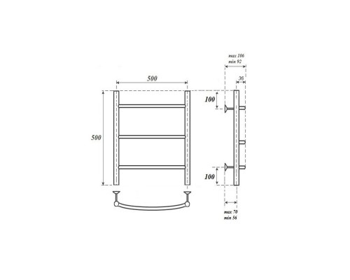 Полотенцесушитель электрический Point Афина PN04155E П3 500x500 левый/правый, хром