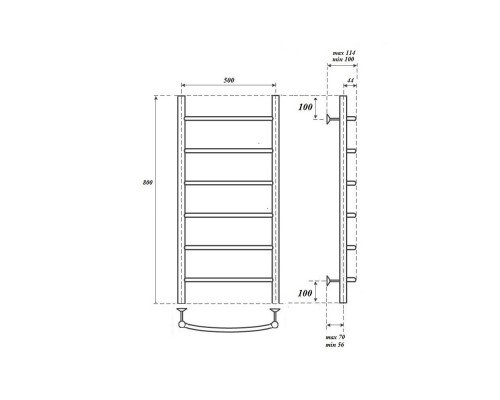 Полотенцесушитель электрический Point Афина PN04158E П6 500x800 левый/правый, хром