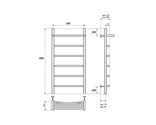 Полотенцесушитель электрический Point Афина PN04158PE П5 500x800 с полкой левый/правый, хром