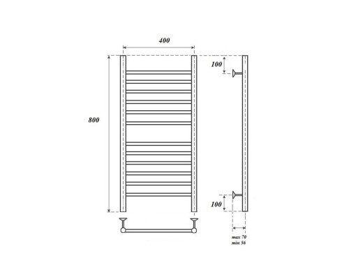 Полотенцесушитель электрический Point Аврора PN10148SE П12 400x800 левый/правый, хром