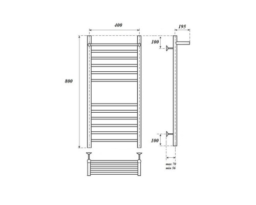 Полотенцесушитель электрический Point Аврора PN10148SPE П11 400x800 с полкой левый/правый, хром