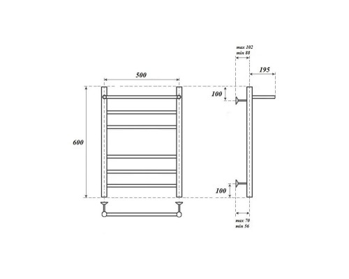 Полотенцесушитель электрический Point Аврора PN10156PE П5 500x600 с полкой левый/правый, хром