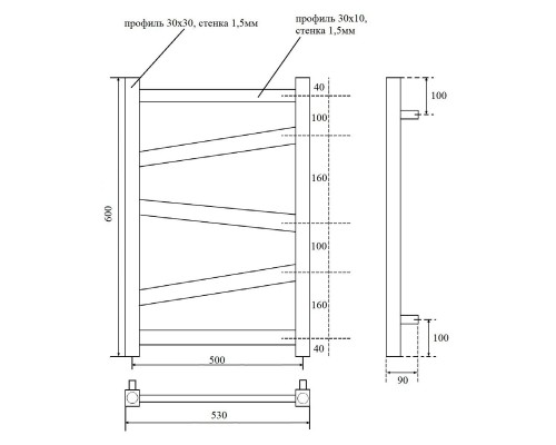 Полотенцесушитель электрический Point Феникс PN15156WE П5 500x600 левый/правый, белый