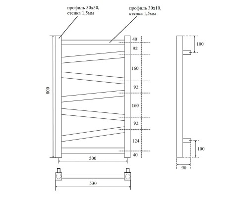 Полотенцесушитель электрический Point Феникс PN15158BE П7 500x800 левый/правый, черный