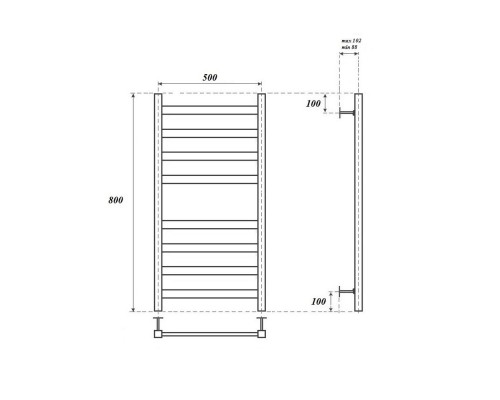 Полотенцесушитель электрический Point Меркурий PN83158E П8 500x800 левый/правый, хром