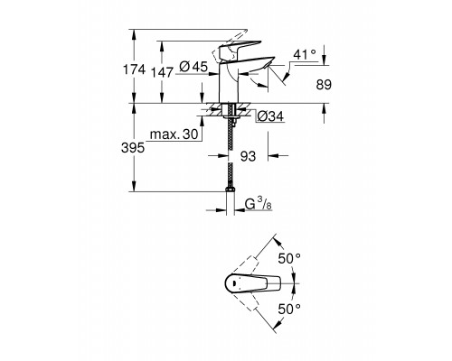 Смеситель для раковины Grohe BauEdge 23330001 Хром