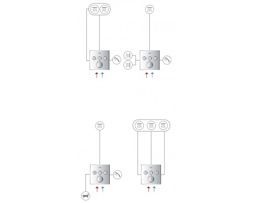 Внешняя часть смесителя для ванны и душа GROHE SmartControl квадратная, на 3 потребителя, хром (29149000)