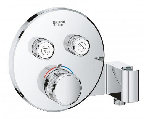 Внешняя часть термостата для ванны и душа GROHE Grohtherm SmartControl на 2 потребителя, круглая, с держателем ручного душа, хром (29120000)