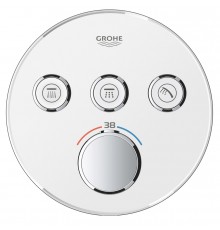 Внешняя часть термостата для ванны и душа GROHE Grohtherm SmartControl на 3 потребителя, круглая, белая луна (29904LS0)