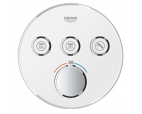 Внешняя часть термостата для ванны и душа GROHE Grohtherm SmartControl на 3 потребителя, круглая, белая луна (29904LS0)