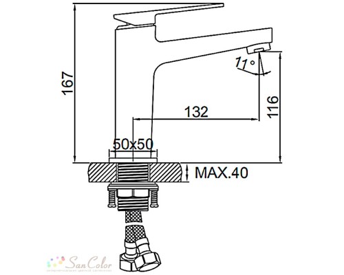 Смеситель для раковины Ledeme H78 L1078 хром