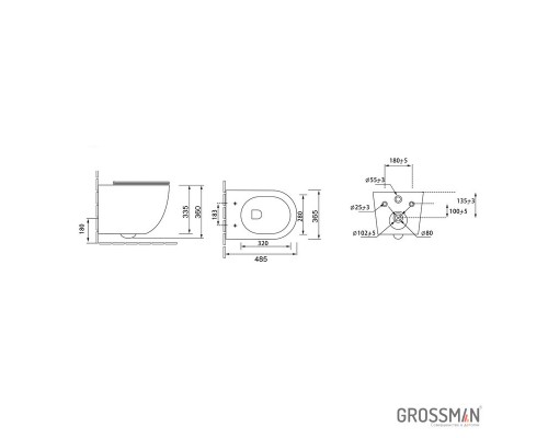 Унитаз подвесной Grossman GR-4455MNMS мятный матовый