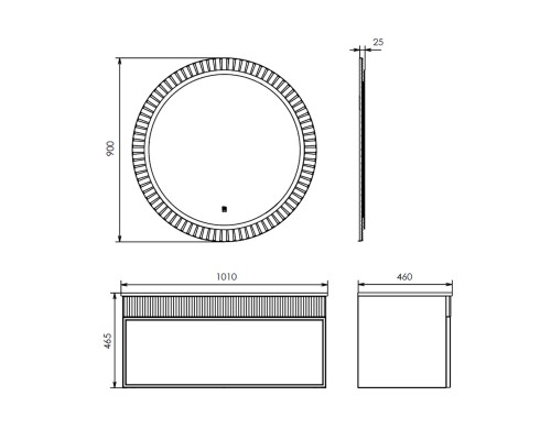 Зеркало Comforty Мадрид-90 LED-подсветка, бесконтактный сенсор, антизапотевание, белый глянец