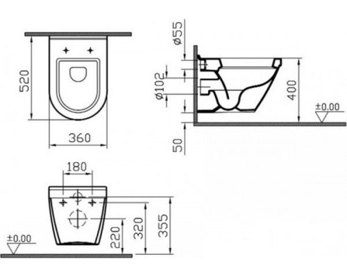 Подвесной унитаз VitrA S50 5318B003-6039 с сиденьем