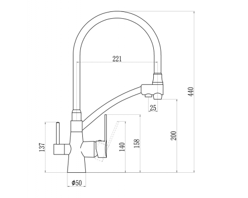 Смеситель для кухни Savol с фильтром, хром S-L1805-04