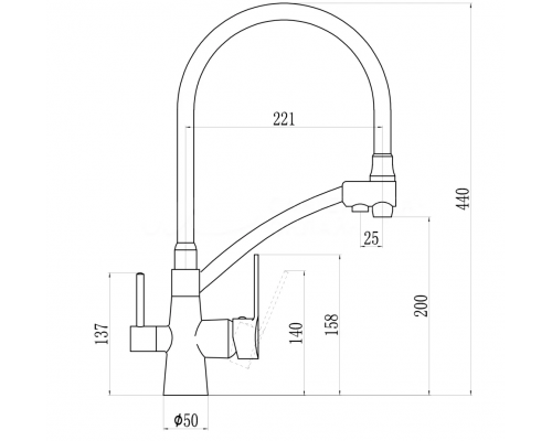 Смеситель для кухни Savol S-L1805L-01 с гибким изливом