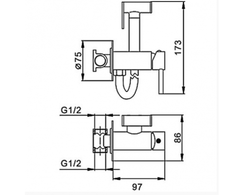 Смеситель для биде Frap F7505-2 с гигиеническим душем, латунь, хром