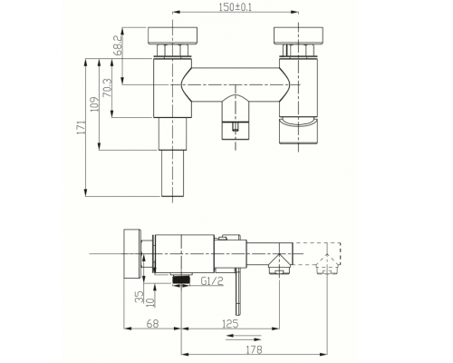 Смеситель для ванны с душем Elghansa Dynamic 2336338