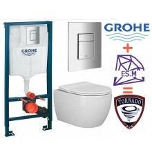 Инсталляция Grohe с унитазом ES.M Typhoon 40112ES-49 смыв Tornado сиденье микролифт