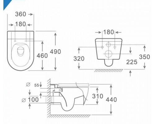 Инсталляция Grohe с унитазом ES.M Typhoon 40112ES-49 смыв Tornado сиденье микролифт