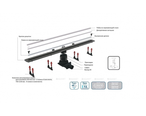 Душевой лоток Pestan Confluo Premium Slim Line 13100031, 450мм