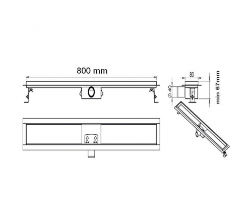 Лоток душевой Zorg Sanitary ZR T3A 800*67