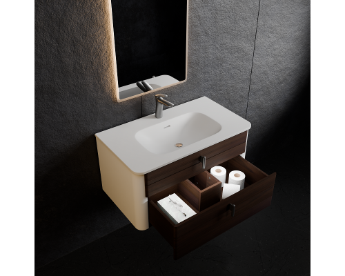 Комплект мебели Art Decco Gabriella AGB08W24S1MF, 80 см, черный орех/белый