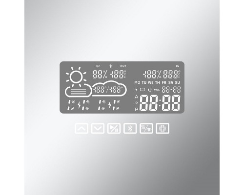 Зеркальный шкаф Art Decco Celestial Glow ACG07680MC, 70 см, сенсорный, подсветка, часы, bluetooth-динамик, антизапотевание