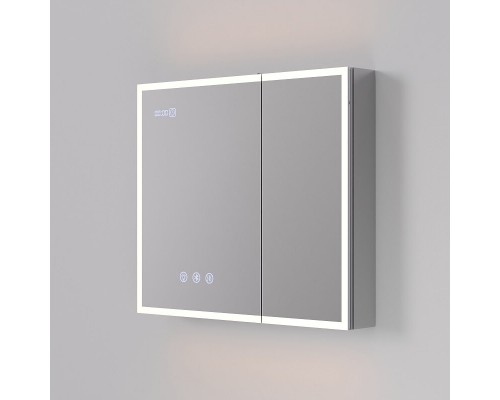 Зеркальный шкаф Art Decco Elysian Reflect AER08070MC, 80 см, сенсорный, подсветка, часы, bluetooth-динамик, антизапотевание, рама белая