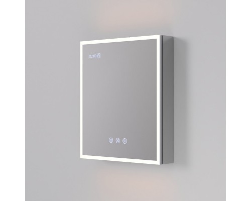 Зеркальный шкаф Art Decco Elysian Reflect AER06070MC, 60 см, сенсорный, подсветка, часы, bluetooth-динамик, антизапотевание, рама белая