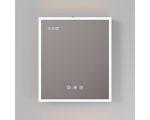 Зеркальный шкаф Art Decco Elysian Reflect AER06070MC, 60 см, сенсорный, подсветка, часы, bluetooth-динамик, антизапотевание, рама белая