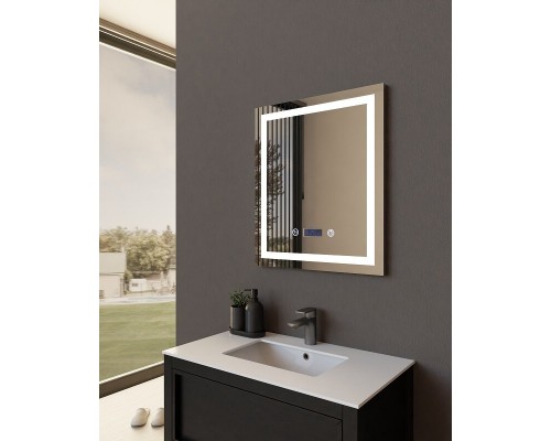 Зеркало Art Decco Crystal Harmony ACH06070M, 60 х 70 см, с подсветкой, сенсорное, антизапотевание, bluetooth-динамик, цифровые часы